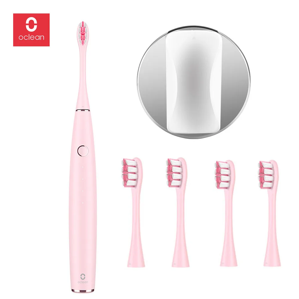 pink set 4 Oclean одна электрическая зубная щетка набор с 4 щеточными головками настенный держатель приложение управление водонепроницаемый Быстрая зарядка зубная щетка - Цвет: pink set 4