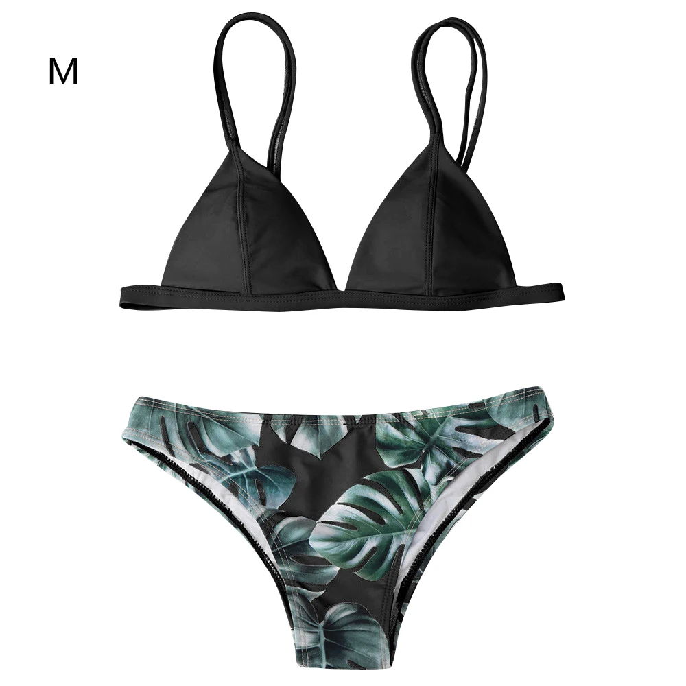 

women's swimming suit Sexy Leaf Print Bikini Female Swimsuit Women Swimwear Thong Push Up Bikinis Set High Waist Swimming Suits