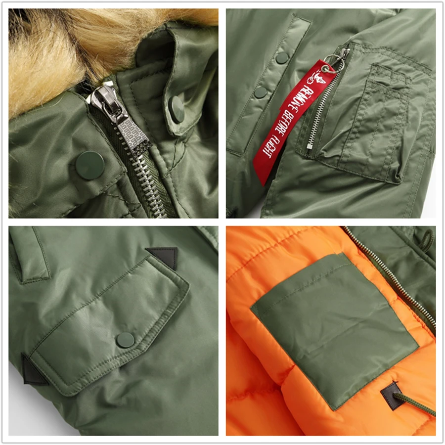 N-3B зимнее пальто для мужчин меховой капюшон Slim Fit Толстая парка с подкладкой военная куртка для холодной погоды