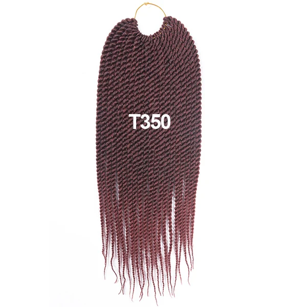 T1B/350 TOMO, 1" 14" 1" 18" 2" 22" 22 корня, синтетические Сенегальские скрученные волосы, вязанные крючком косички, вязанные волосы для наращивания, Омбре, красная косичка - Цвет: T1B/350