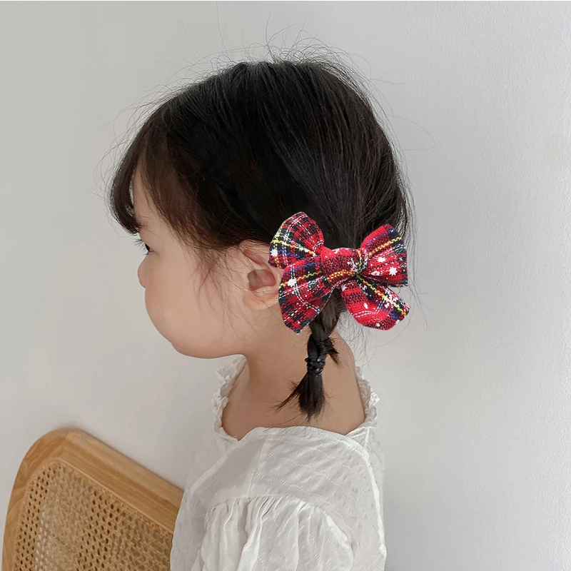 

Lovely Bow Hairpin 2021 New Holiday Hair Accessories Christmas Series Creative Children's Cotton Printed Bow Hairpin.