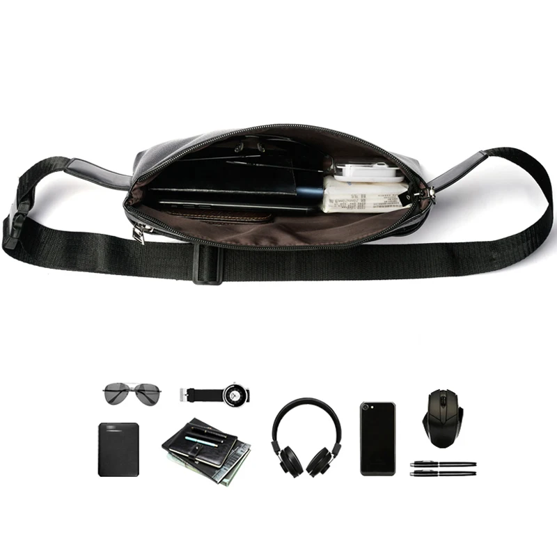 Fashion PU Leather Mens Waist Packs Fanny Bags High Capacity Crossbody Bag Zipper Fanny Pack Phone Bags Small Travel Belt Bag
