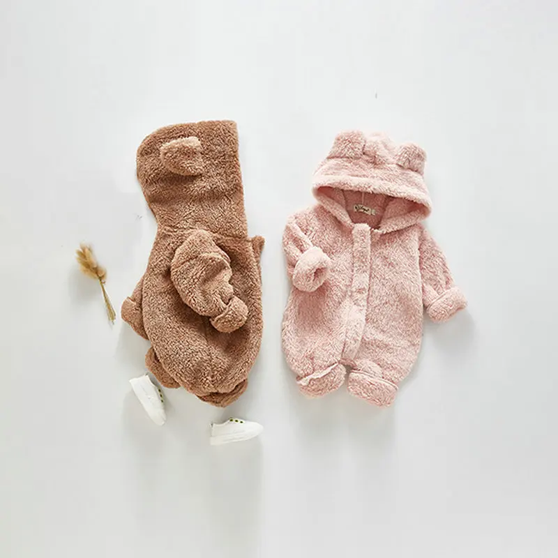 Зимний комбинезон для новорожденных Флисовая куртка-комбинезон с капюшоном