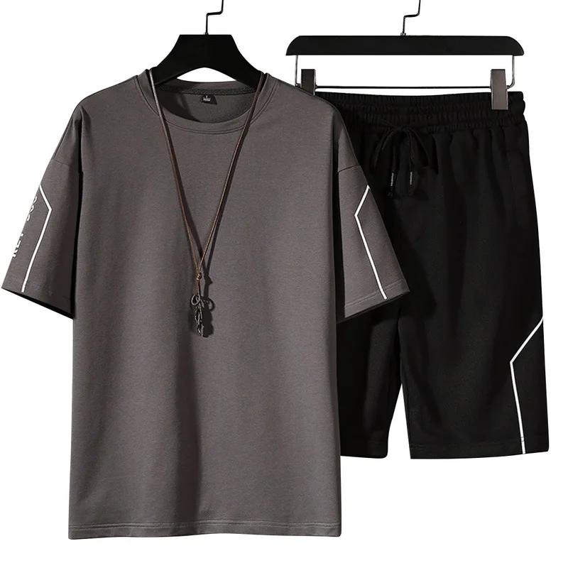

Casual Shorts Set Men Summer Fashion Sport Suit T-Shirt + Shorts Sportswears 2 Piece Sets Male Jogger Tracksuit Streetwear 4XL