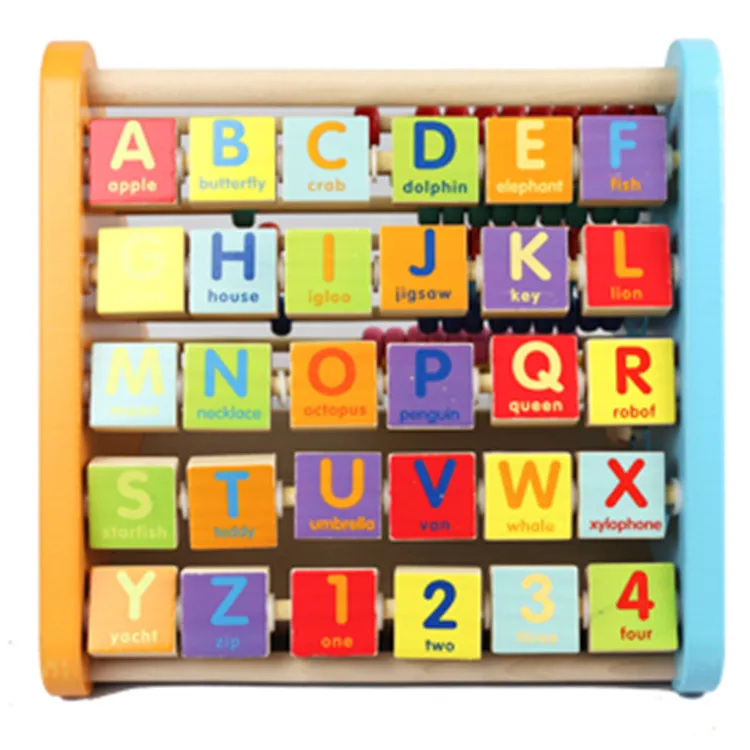 

MWZ Wooden Multi-Function Flap Combination Wooden Intelligence Bead-Stringing Toy Beaded Five-Sided Learning Calculation Frame