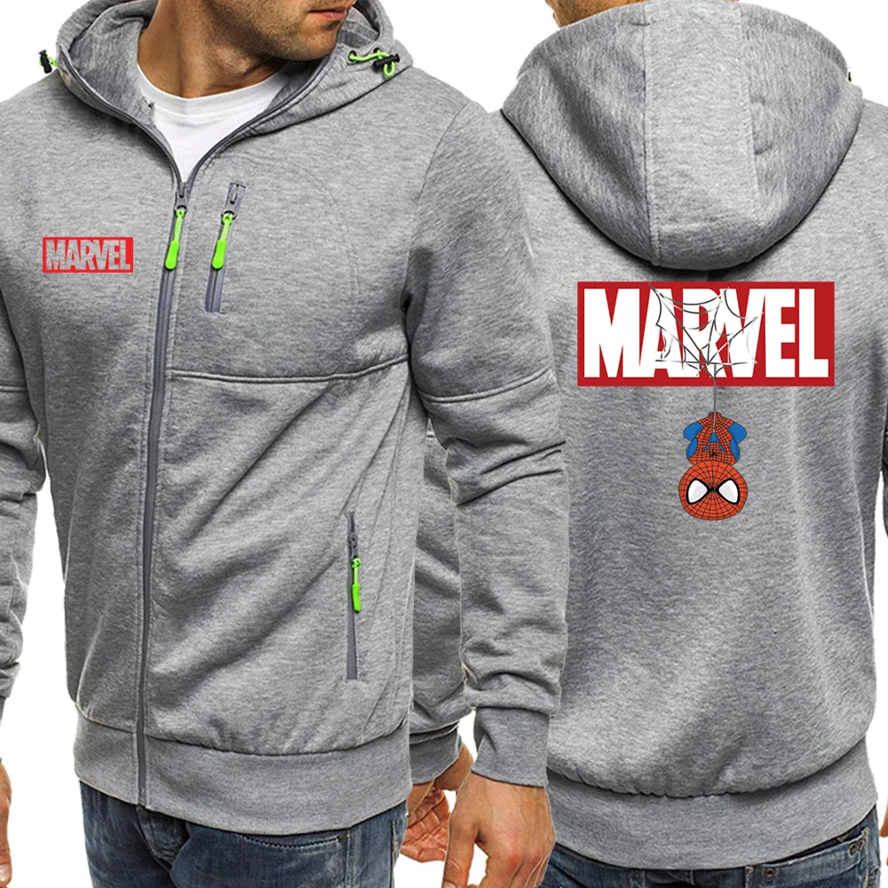 Marvel, принт Человека-паука, куртка на молнии для мужчин, осень, новинка, мужские толстовки, свитшоты, повседневное флисовое пальто, мужской модный брендовый спортивный костюм