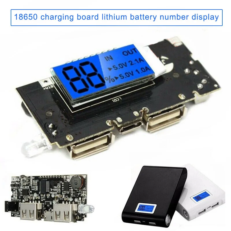 Mobile Power Bank Battery Charger Module Board Dual USB Digital Display 5V 1A/2.1A DQ-Drop | Электроника