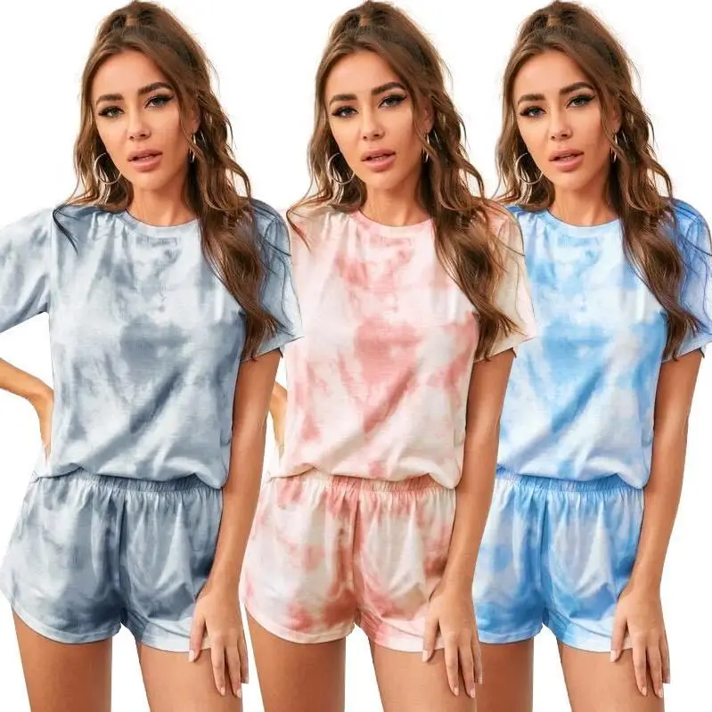 

2020 Summer Pajamas Set for Women Short Printed Sleepwear Pyjamas Two Piece Set Women Clothes