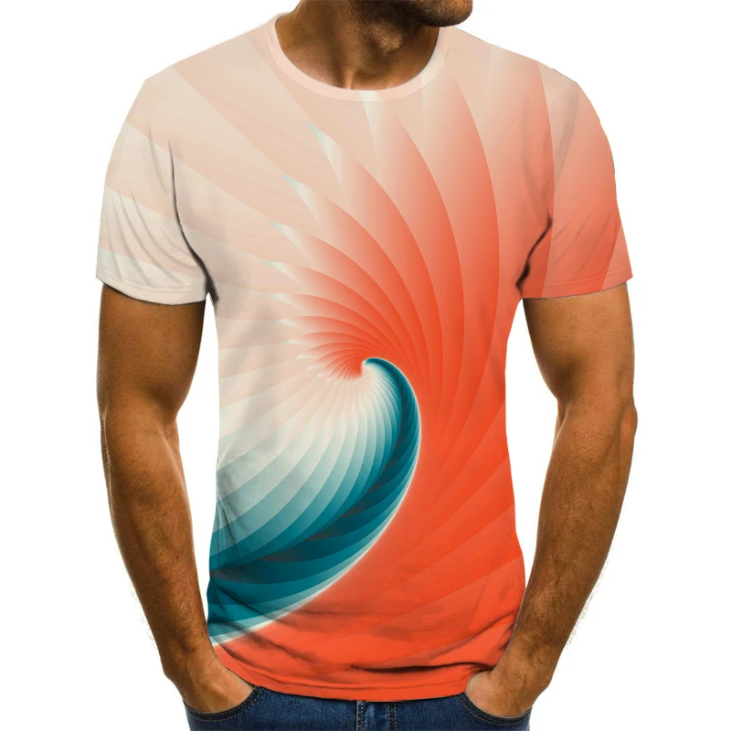 

New Casual Men's T-Shirts Summer Fashion Short-Sleeved 3D Round Neck Tops Three-Dimensional Shirt Rrend Street Wear
