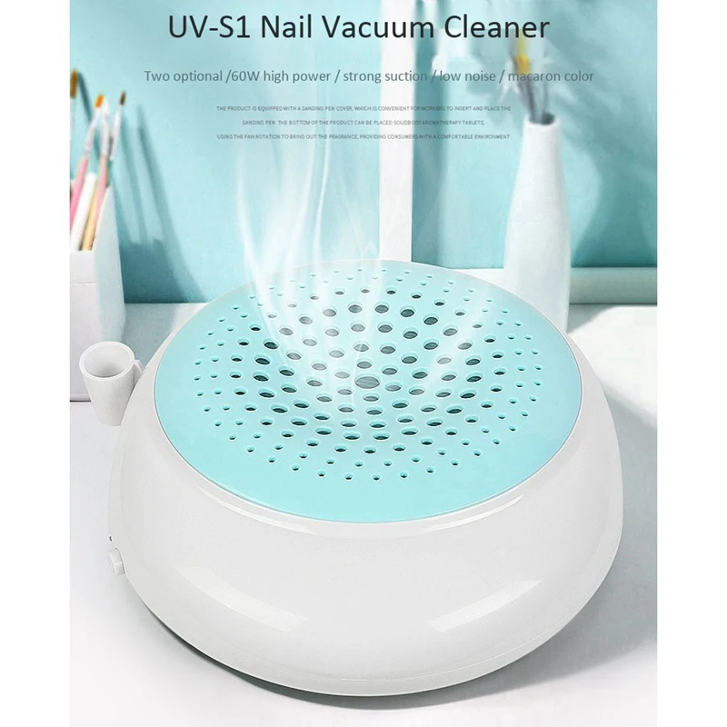 

60W Nail Dust Suction Dust Collector Fan Vacuum Cleaner Manicure Machine Tools Compatible with Nail Drill US Plug