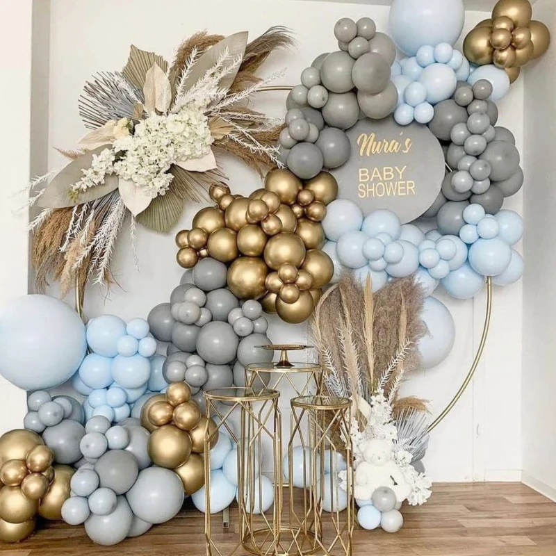 

145/290 Pcs Macaron Blue Balloon Garland Arch Kit Chrome Gold Balloon Decoration for Birthday Wedding Home Dinner Party