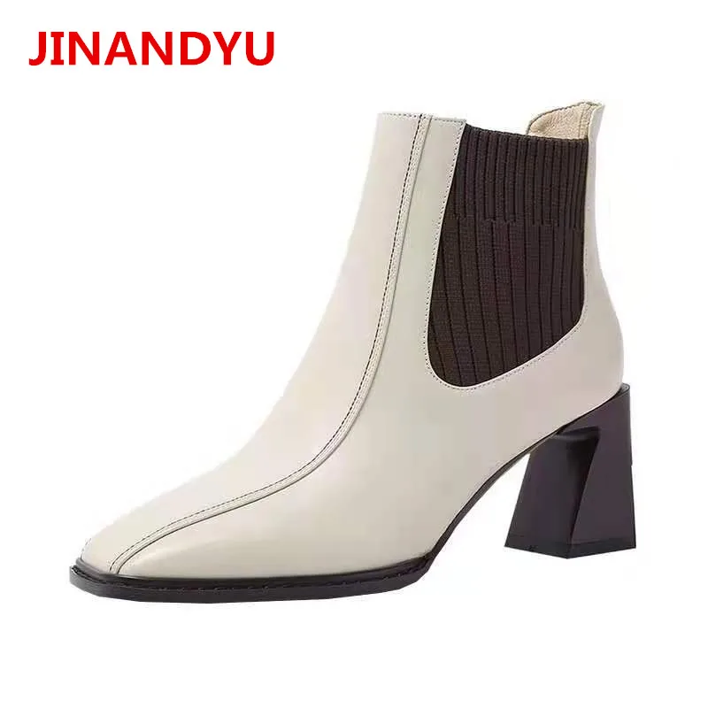 

Womens Ankle Boots Heel British Style Square Toe Woman Boots High Heels Fashion Party Dress Black Tall Boots Female Women Shoes