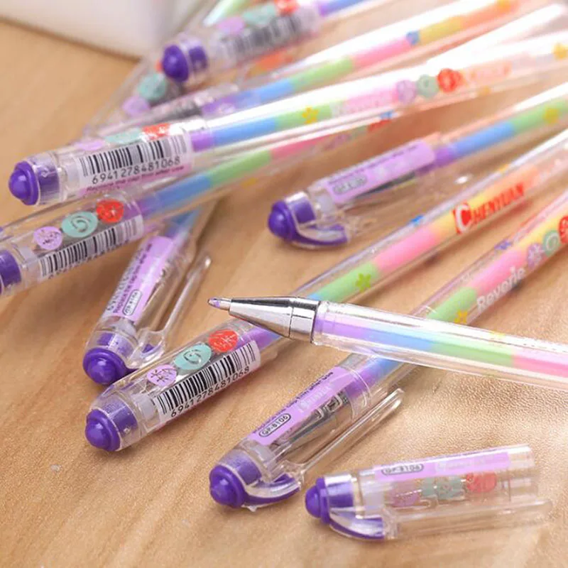 6 шт./компл. Радуга Ручка Шесть в одном цветов гелевая ручка школьные канцелярские