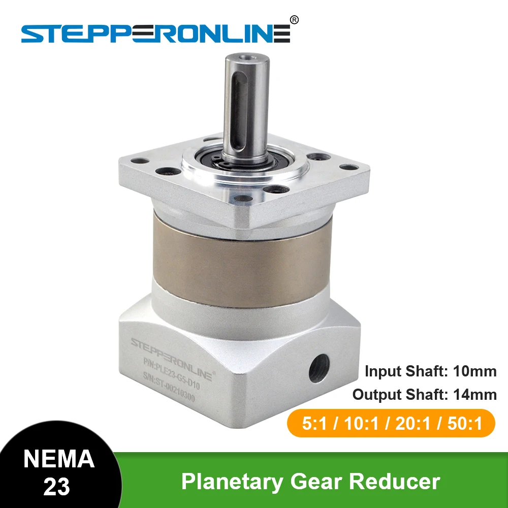 

NEW Nema 23 Planetary Gearbox Stepper Motor Geared Speed Reducer for Nema23 Motor Ratio 5:1/10:1/20:1/50:1 10mm Input 14mm