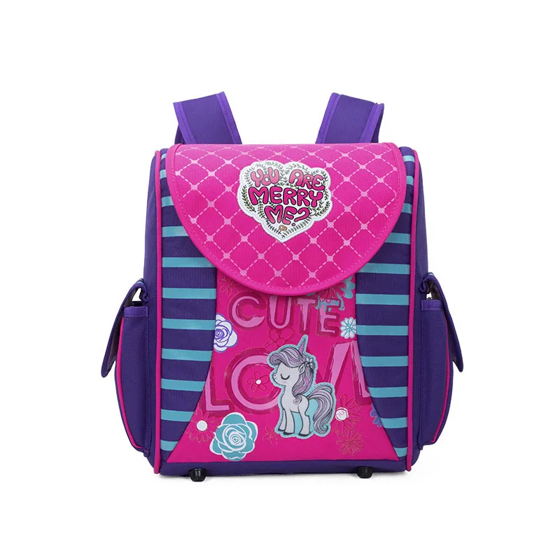 Детский школьный ранец с мультипликационным рисунком пони и гоночных машин