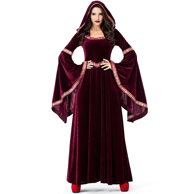 

Vintage Court Princess women Party Gown Fancy Medieval costume Dress Halloween Witch robe Costume
