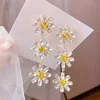 

Tassel Stud Earrings Vintage Temperament Joker Geometric Metal Fashion Korea Flower Daisy Earrings for Women