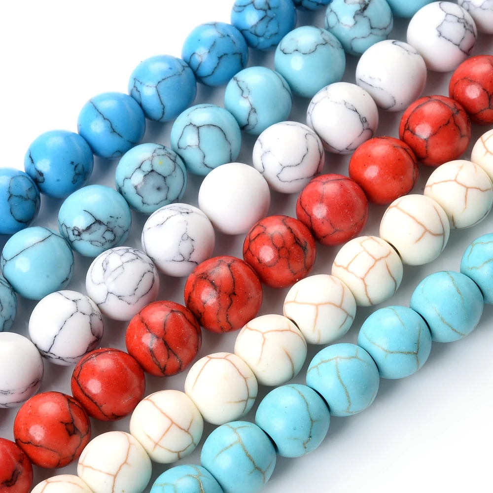 Натуральная бирюза Howlite каменные бусины осадка круглые свободные разделительные