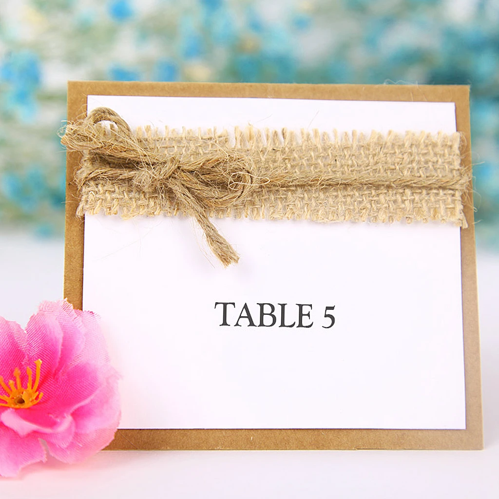 

10pcs Guest Name Table Place Cards with Jute Rope Decoration for Shabby Chic Rustic Wedding Event Party