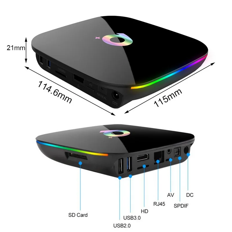 ТВ приставка на Android 9 0 Q Plus 4 ГБ 64 Allwinner H6 Гб 32 1080P H.265 6K HD медиаплеер 2 4G Wi Fi