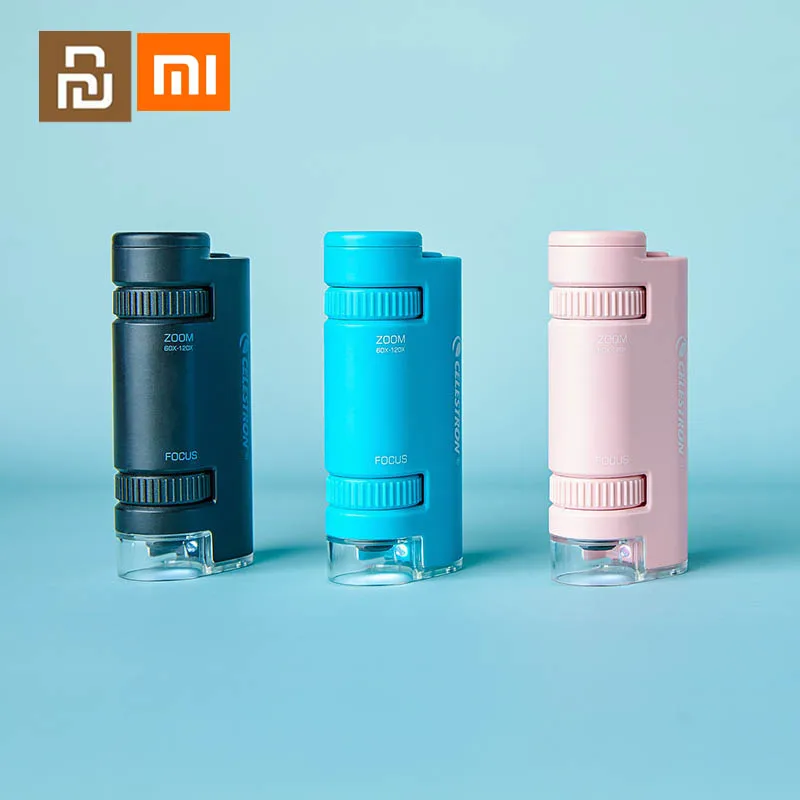 

NEW2022 Xiaomi Portable High Power Microscope 60X-120X Stepless Zoom Portable Multi-level Light Source Focus on The Miniature