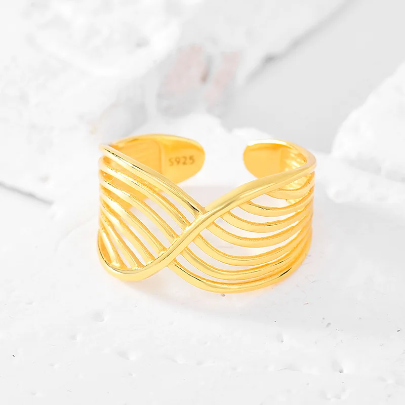 

Geometric X-shaped Rings Sterling Silver 925 For Women Minimalist Designer Trendy Party Punk Adjustable Ring Jewellery