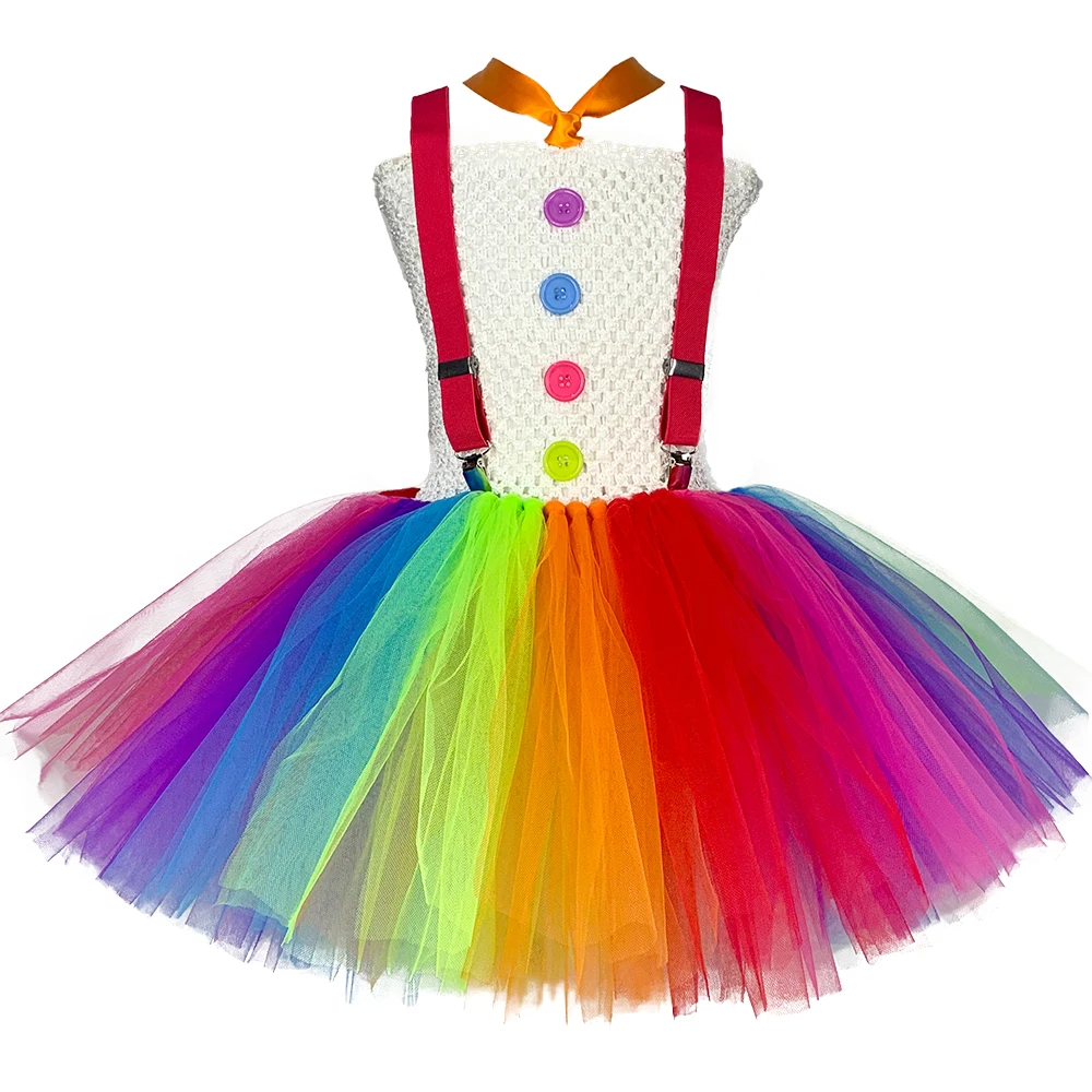Детский костюм клоуна для косплея Радужное пушистое платье девочек на день