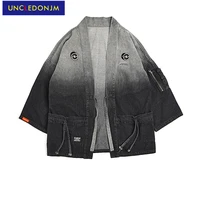 uncledonjm denim jean jacket men distressed kimono harajuku mens jackets men clothing 2021 fashion japan style jacket