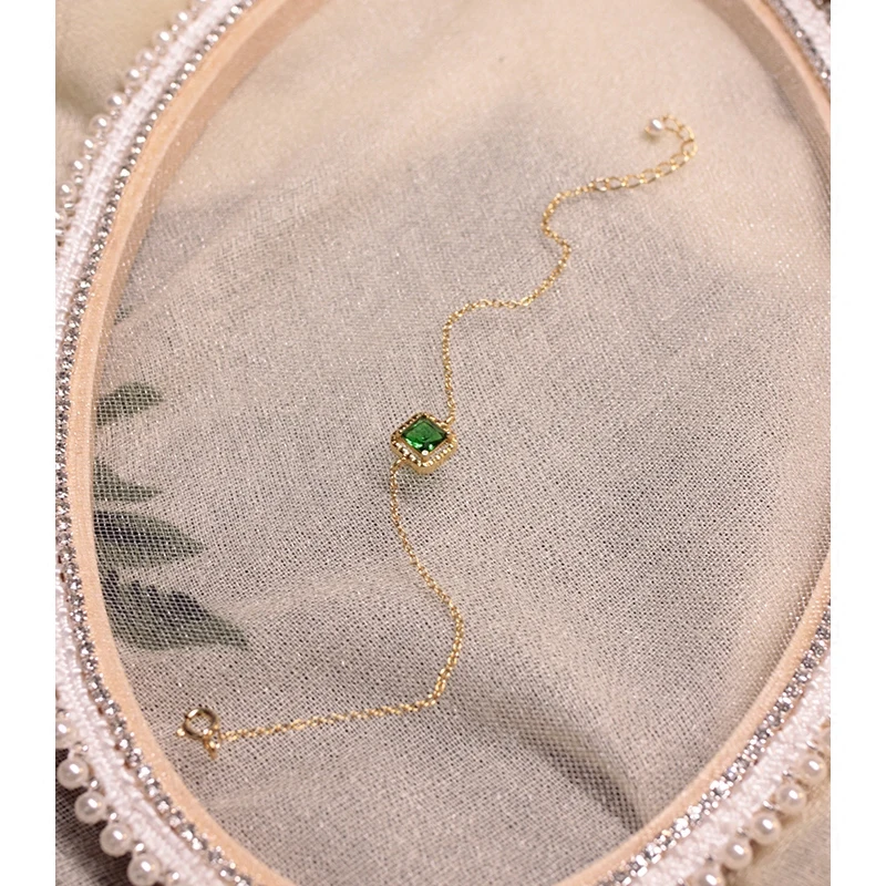 Латунные квадратные зеленые циркониевые бриллиантовые женские классические