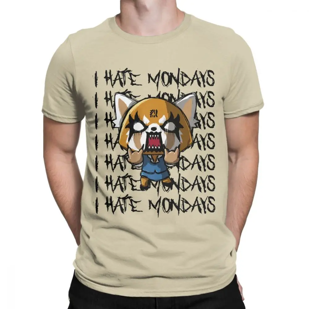 Мужская футболка Aggretsuko aggression Retsuko Camiseta I Hate Monday футболки из хлопка Одежда забавная фраза футболки с принтом - Цвет: Хаки