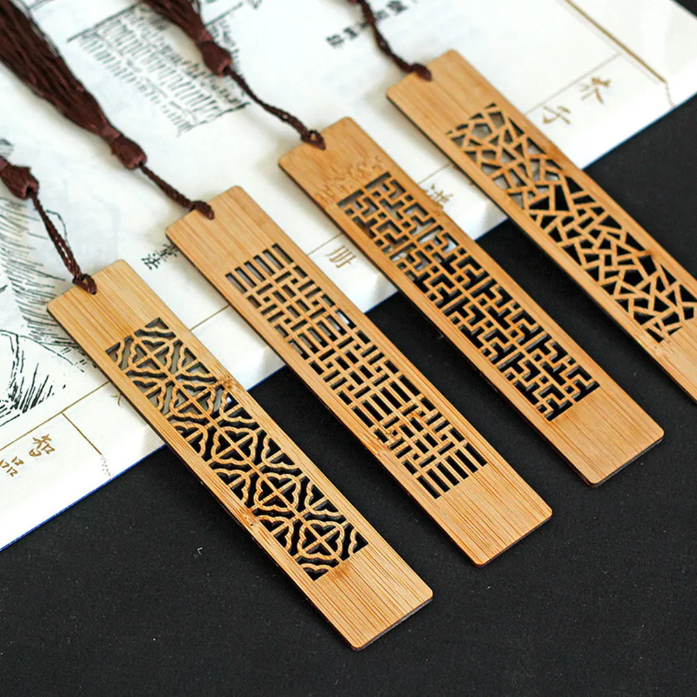 

1pc Wooden Bookmarks Classic Vintage Hollow Retro Chic Bookmark Fir Gifts Chinese Classmate Gifts Crafts Stationery School Suppl