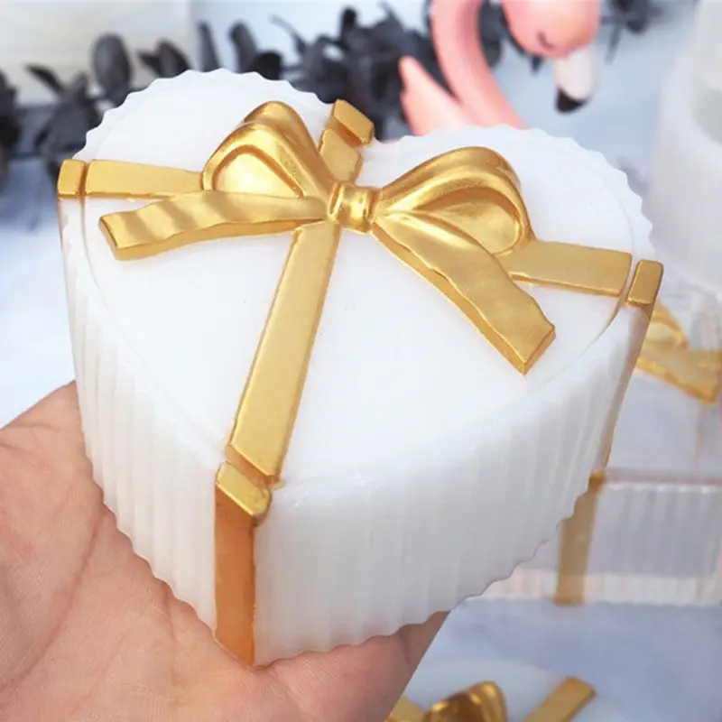 

2Pcs DIY Heart Oval Ribbons Gift Boxes Silicone Molds Jewerly Boxes Resin Molds