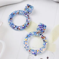 bling bling rainbow color acrylic resin round earrings for women female lady