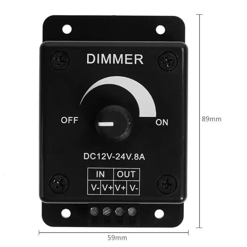 Черный светодиодный диммер DC 12V 24V 8A Регулируемая яркость лампы полосы драйвер