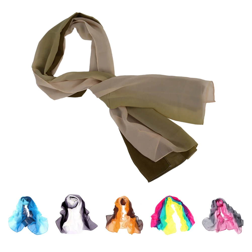 Платок женский из шелка и шифона градиентных цветов | Аксессуары для одежды