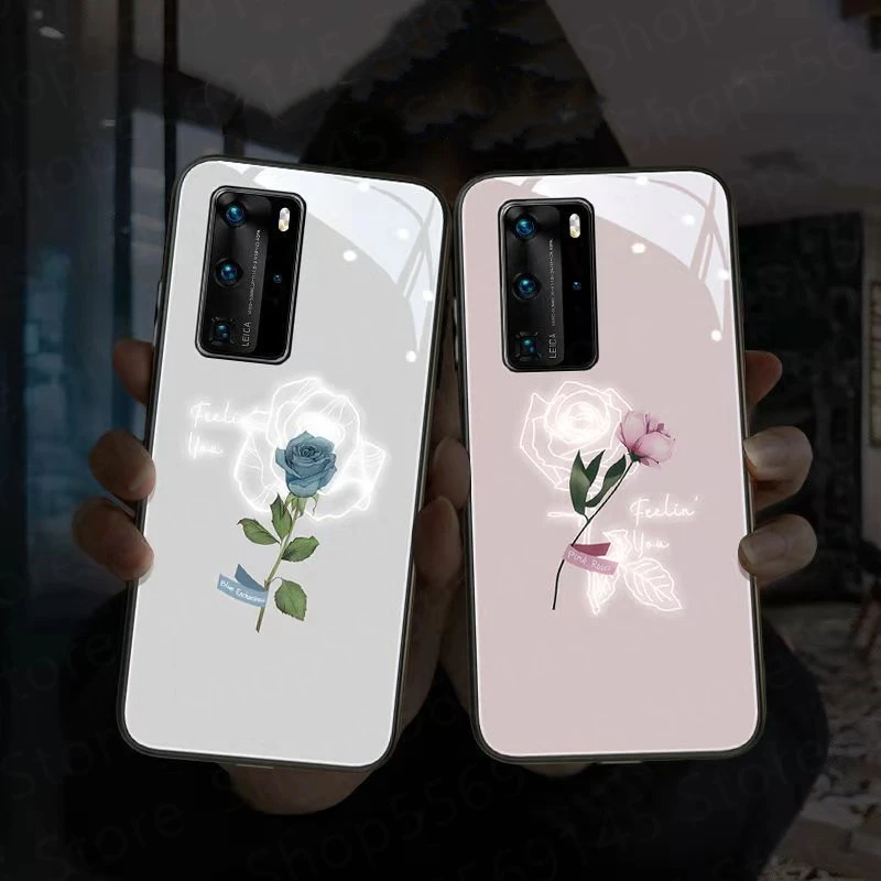 Стеклянный чехол со скрытой 3D розой и цветами для Huawei P20 P30 P40 Mate 20 30 40 Pro Plus