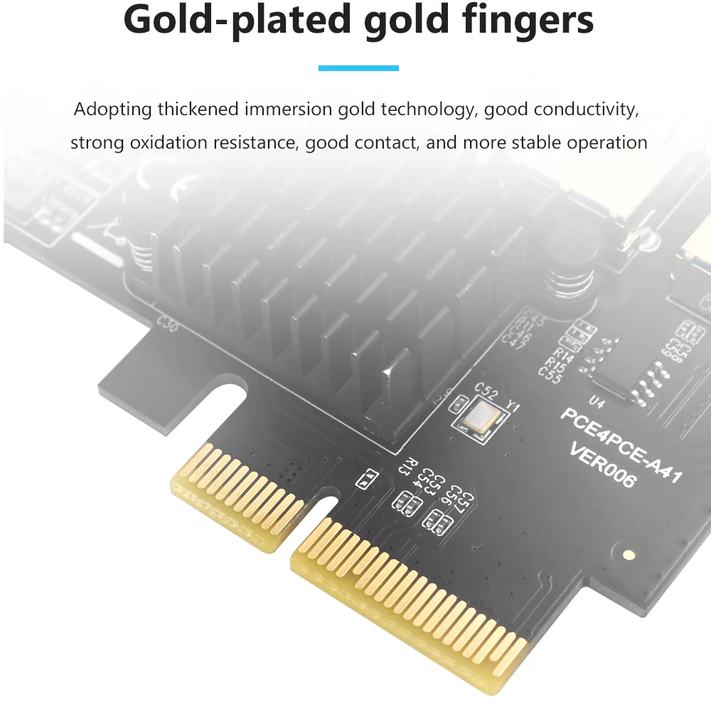 Разветвитель TISHRIC Pcie PCIE 4X to 4 Prot USB 3 0 Express Rise Расширительная плата совместимая с X4 X8