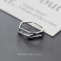 modian irregular geometric cross line authentic sterling silver 925 ring for women free size simple ring fine jewelry bijoux