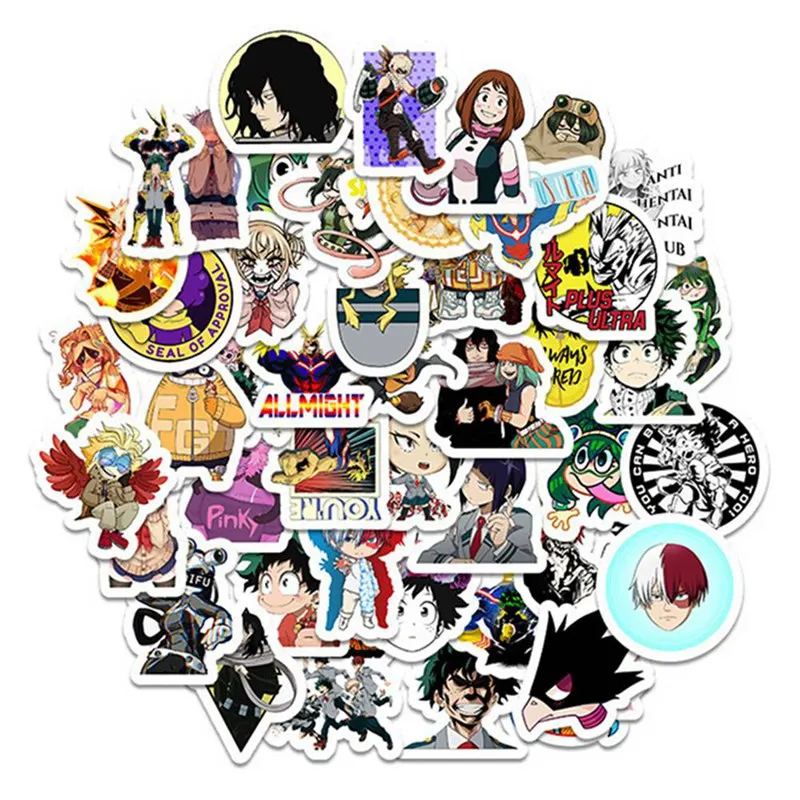 

50pcs My Hero Academia Suitcase Stickers Laptop Skateboard Izuku Midoriya Might Boku No Hero Academia Anime Character Decals