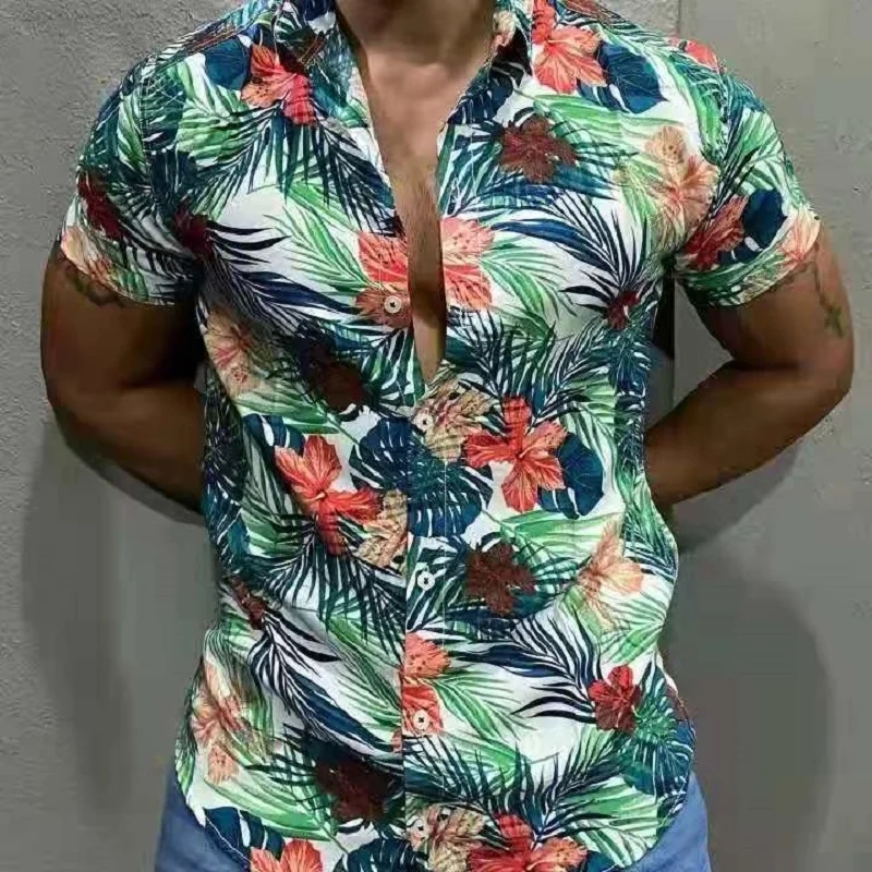 

2021 Summer New Style Hot Sale Men's Breathable Short-Sleeved Shirts Men's Trendy Casual Beach Shirts