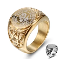 stainless steel gold plated us marine corps military rings badge eagle united states army mens finger jewelry dropshipping