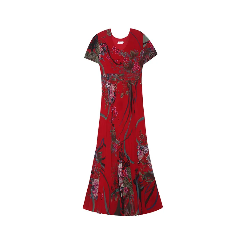 

Dress 2021 New summer women's high-end long French chiffon high-waisted short-sleeved beach skirt summer long skirt