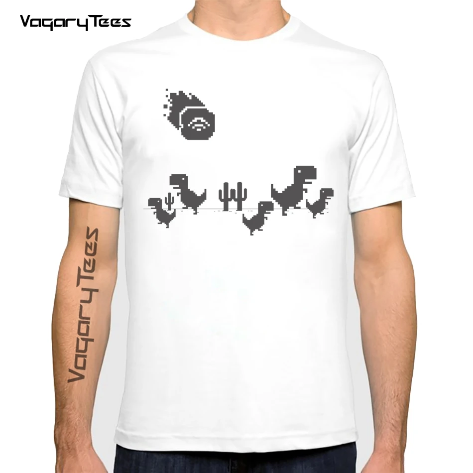 2021 мужская Милая футболка с динозавром летняя забавная пиксельной графикой