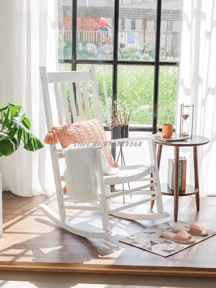 Американский однотонный деревянное кресло качалка Балконный дом для отдыха