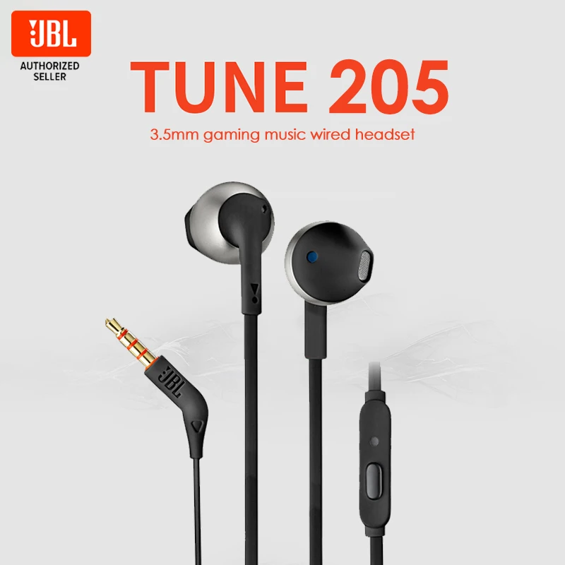Проводные наушники JBL TUNE 205 T205 сабвуфер вкладыши игровая музыка спортивные 3 5 мм с