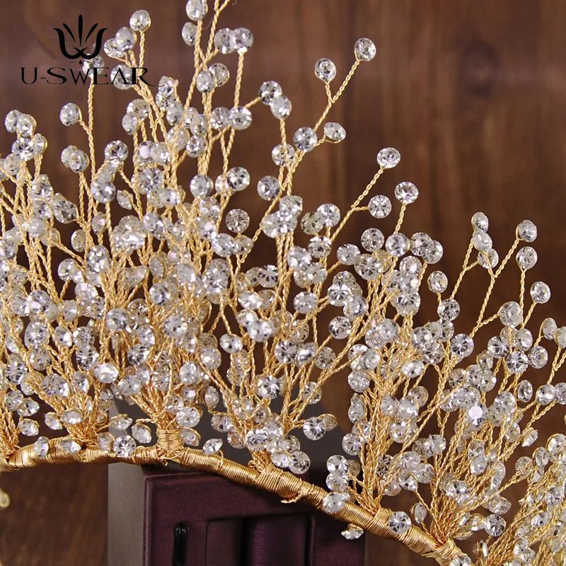 Супер блестящие стразы Корона невесты головной убор головная повязка Роскошная