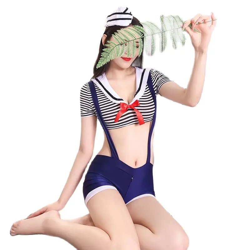 

3PCS/SET Cosplay Sexy Sailor Erotic Lingerie Short Sleeve Bustier Crop Tops Cropped Shirt Zipper Open Crotch Hot Ordinary Shorts