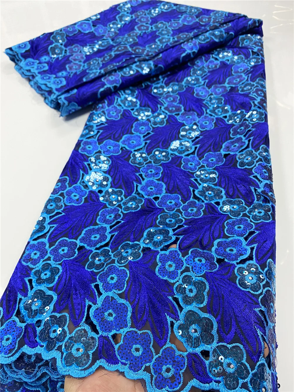 

African Lace Fabric 2020 High Quality French Mesh Sequins Lace Fabric Bride Nigerian Lace Fabrics For Wedding Dress YA3495B-3