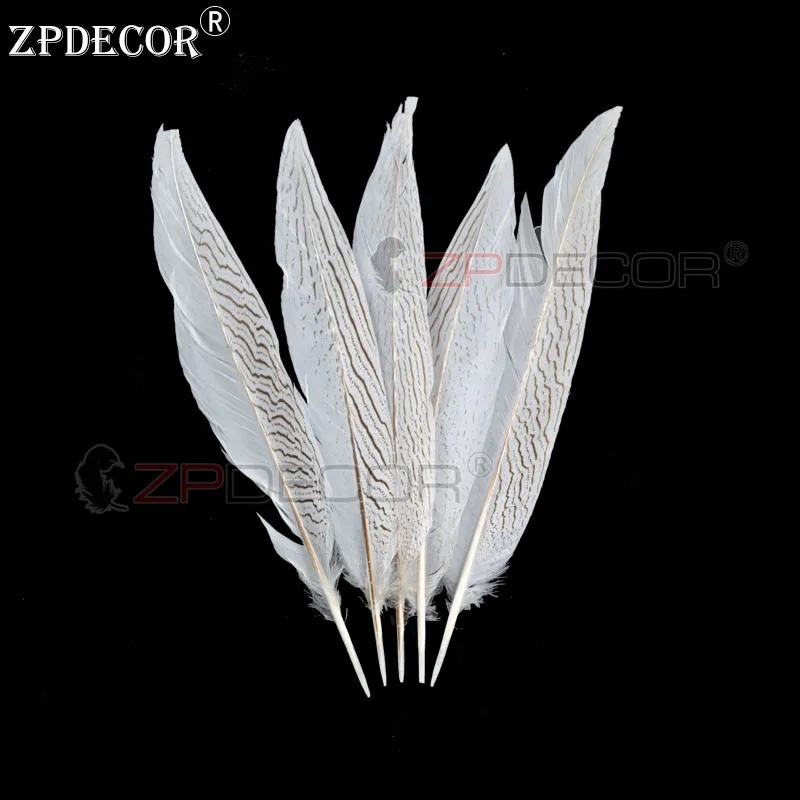 

ZPDECOR 30-35 см серебряные перья фазана для декоративно-прикладного искусства