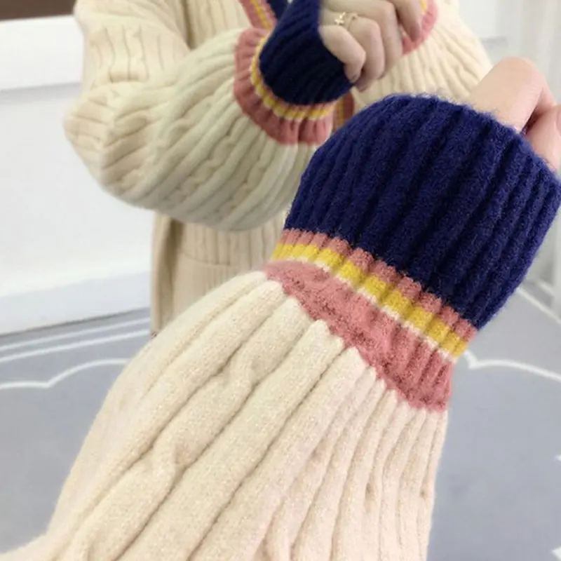 Осень Зима Свободный вязаный женский кардиган свитер корейский стиль размера